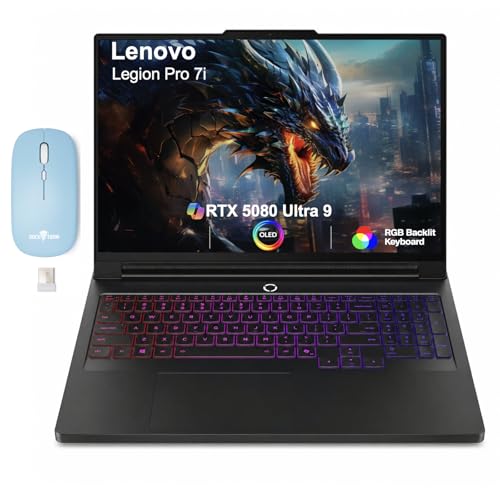 Image of Lenovo Legion Pro 7i AI Gaming Laptop 16.0 inch 240Hz OLED WQXGA Display (Intel Ultra 9-275HX, GeForce RTX 5080 16GB, 64GB DDR5, 4TB PCIe SSD, RGB KB, Win 11 Home) w /Dockztorm Wireless Mouse