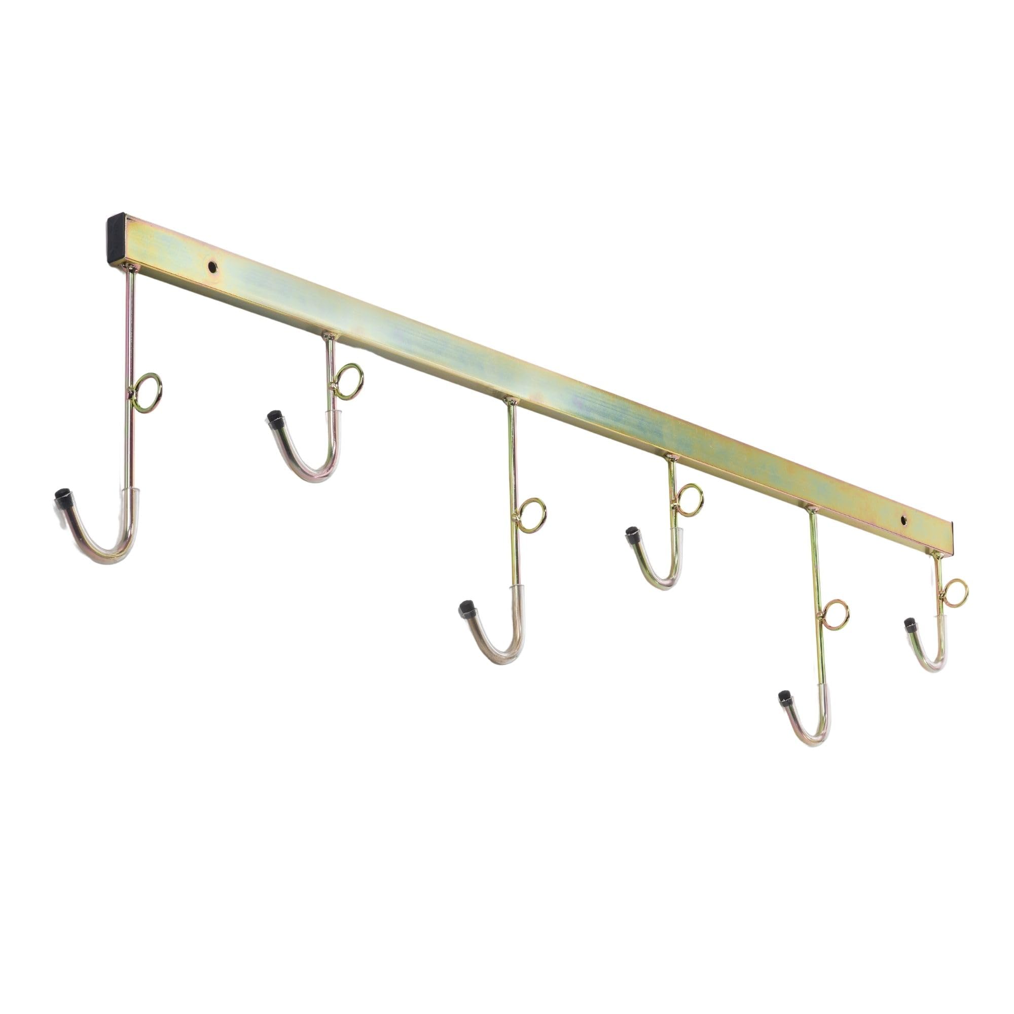Andrys Porta Bici da Muro con Ganci e Anelli per 6 Biciclette - Supporto Appendi Bici da Muro per Interni ed Esterni - Smontabile, Facile da Installare, con Tappi Antigraffio - Acciaio Zincato (Oro)