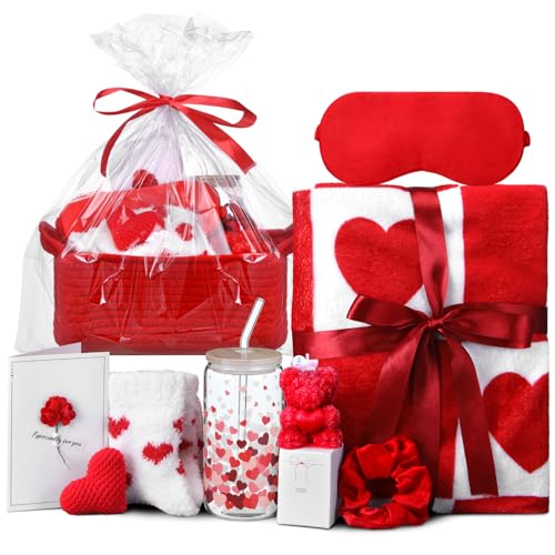 Skicuff 9 Pcs Christmas Basket Gift for Her, Valentine’s Day Spa Relaxation Set for...