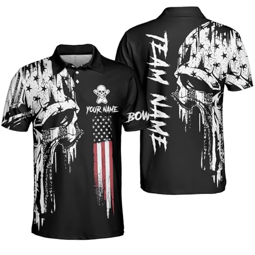 NAZENTI Personalized Bowling Shirts for Men, Custom Bowling Team Shirt with Name, Men Bowlings Jersey, 3D Polo Shirts