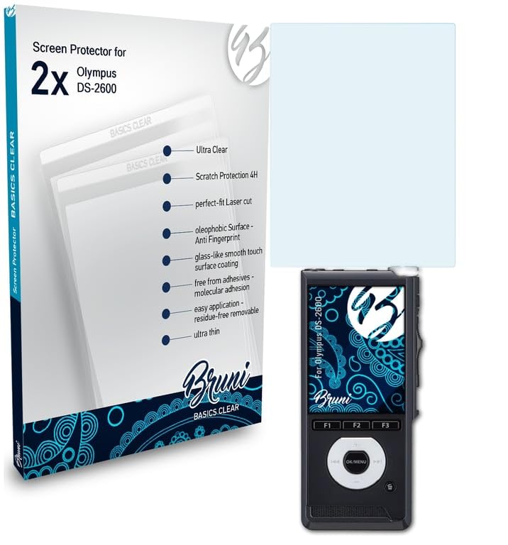 Bruni Screen Protector compatible with Olympus DS-2600 Protector Film, crystal clear Protective Film (2X)
