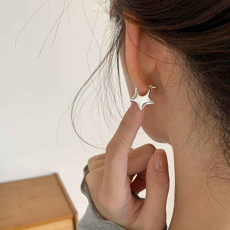 star hoop earrings,Plating silver star earrings for Women - Image 5