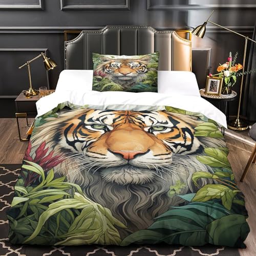 Housse de couette Tigre 3D cadeau idéal pour lit simple 135x200cm