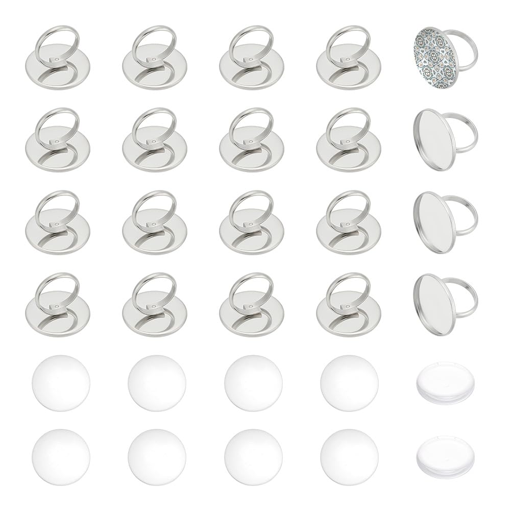 Kit de 20 bagues en acier inoxydable 25mm pour ateliers loisirs créatifs