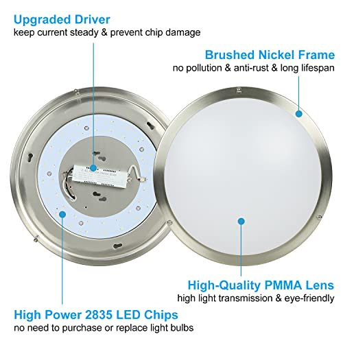 DLLT 30W Modern Dimmable LED Flush Mount Ceiling Light Fixture with Remote-13.31 Inch Round Close to Ceiling Lights for Living Room/Kitchen/Bedroom/Dining Room, 3000K-6000K 3 Light Color Changeable - Thumbnail 3