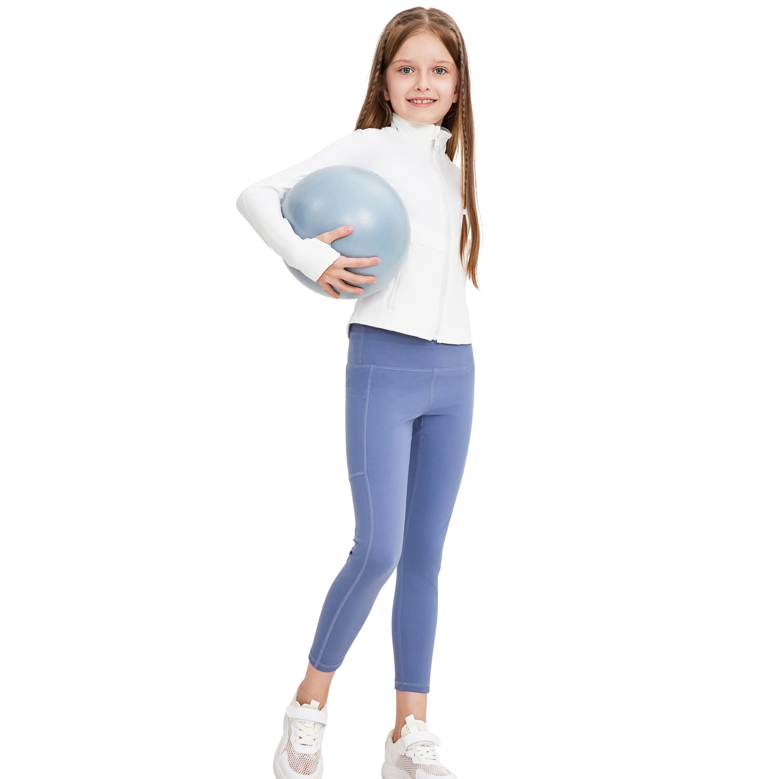 B&GCozy Girls Zip Up Jacket Horse Riding Shirts Athletic Yoga Lightweight Jackets for Girl 6-15 Years