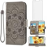 Asuwish Compatible with Huawei Honor 6X/Mate 9 Lite Wallet Case and Tempered Glass Screen Protector Leather Flip Cover Credit Card Holder Cell Phone Cases for Hawaii Honor6X X6 GR5 2017 Women Men Gray