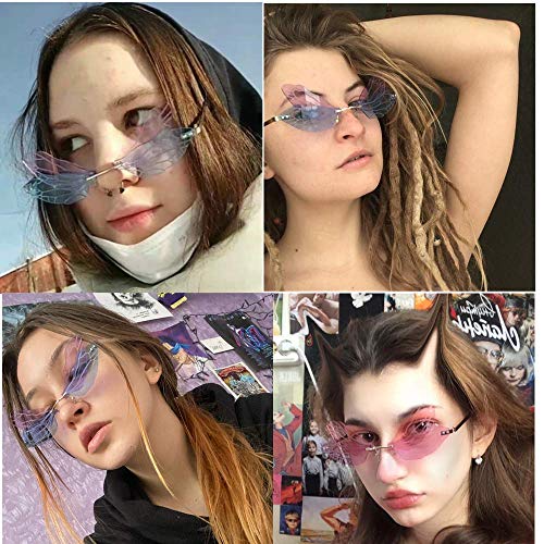 Dragonfly shaped Rimless Sunglasses for Women Vintage Metal Frameless Butterfly Glasses for party Streetwear eyewear3