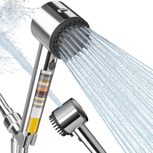 Cobbe Ion Drops Filtered Shower Head with Handheld, High Pressure 4+1 Spray Mode Showerhead with Filters, Built-in Power Wash for Hard Water - Remove Chlorine - Reduces Dry Itchy Skin, Chrome