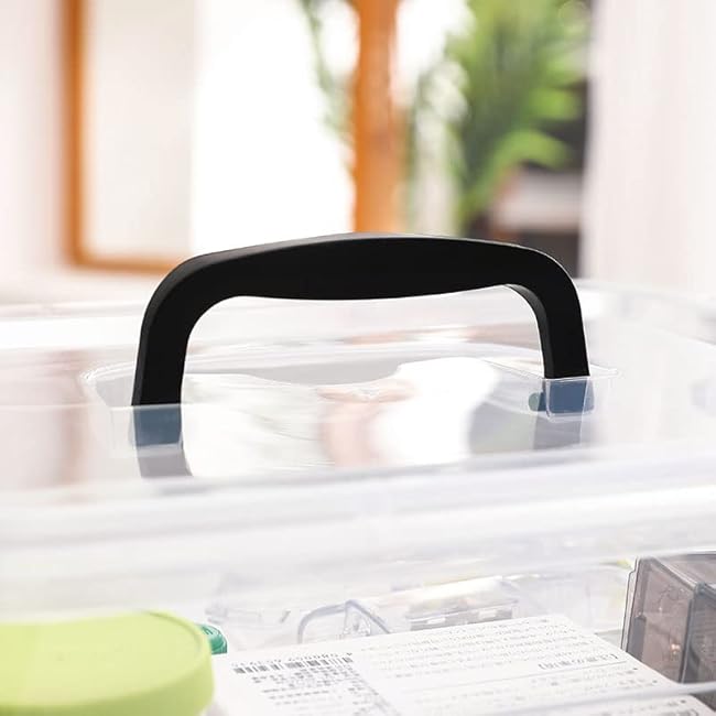 4 Pack Plastic Storage Bins with Lids and Handle, Clear Plastic Latching Box for Storage, Stackable Storage Containers for Organizing, 5 Quart