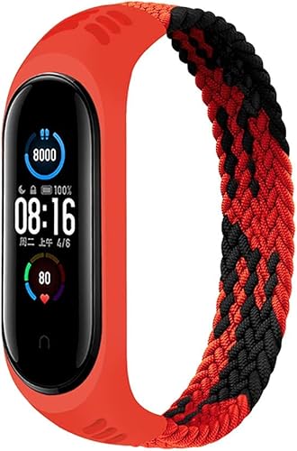 Banda para Xiaomi Mi Band 5 6 7 Bandas, Mujeres Hombres Suave Elástico Trenzado Solo Loop Nylon Sport Reemplazo Pulsera para Mi Band 4 3 Fibras