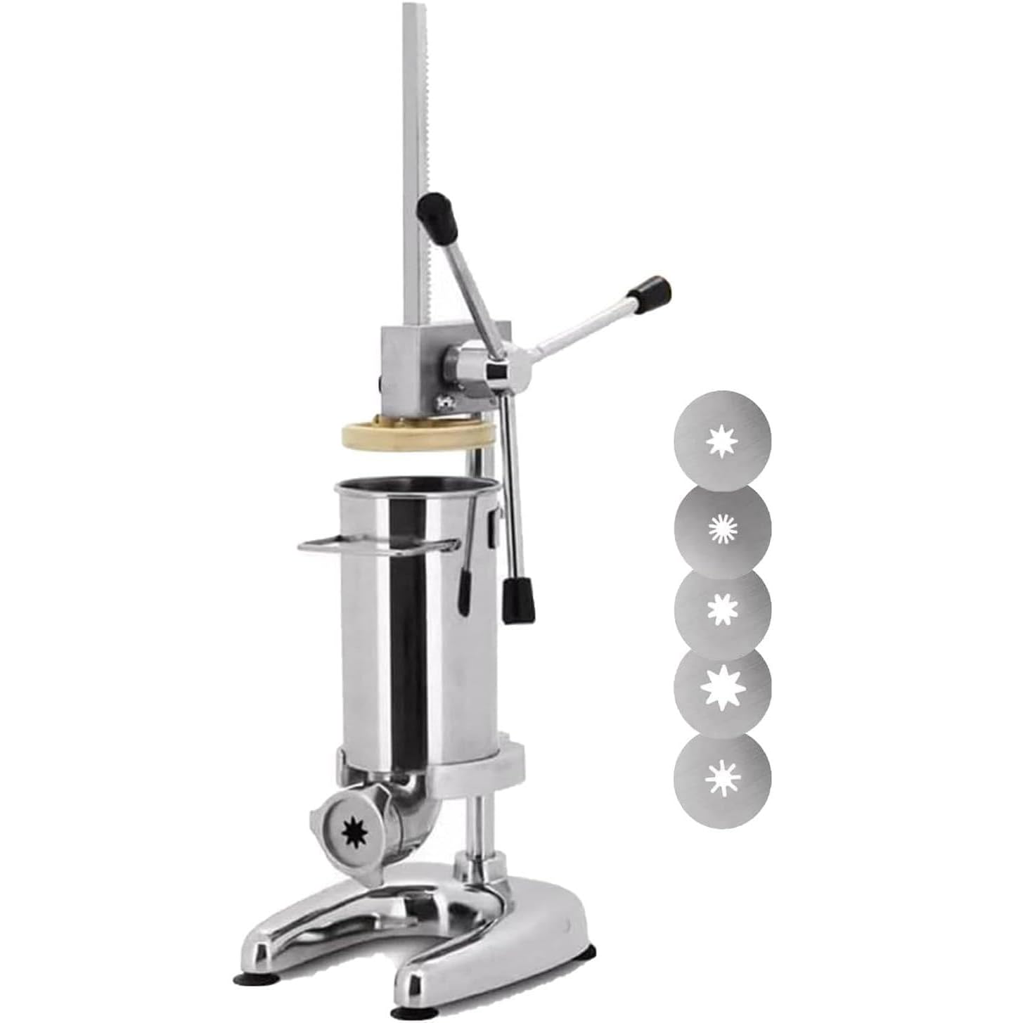 Churro Maker Machine, Manueller Edelstahl mit 5 Formen, ideal für die Herstellung von Donuts, Churros und gefülltem Gebäck