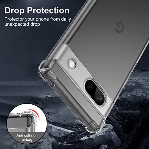 Icatchy Case For Google Pixel 7A Phone, Shockproof Transparent Anti-Scratch Bumper Back Anti Yellowing Cover With 2-Pack Tempered Glass Screen Protector For Pixel 7A #TOP7