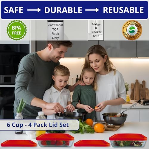 Couvercle rectangulaire de remplacement Klareware rouge compatible Pyrex 7211-PC