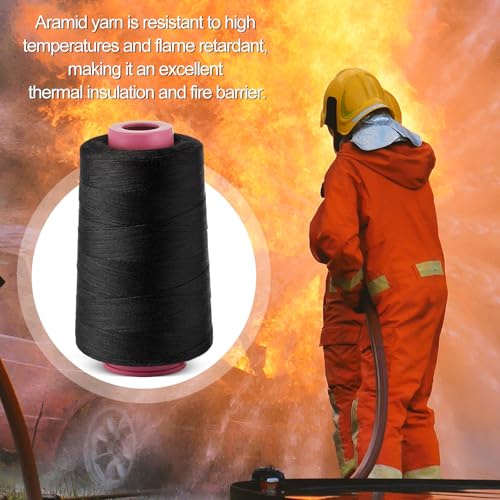 Image of 1 Roll Pack of 1313 Aramid 403 Flame-Retardant Yarn, Temperature Resistant to 200℃ Under No Load, Temperature Resistant to 162℃ Under Load, 2000 Meters (Black)