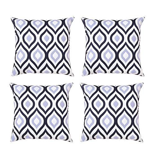 Gardenista Cojín Decorativo de Exterior | Cojines para Sillas Resistente Al Agua | Almohada Decorativo para Silla | Cojines Sofá con Relleno Incluido | Funda de cojín 45 x 45 (4, Negro/Gris)