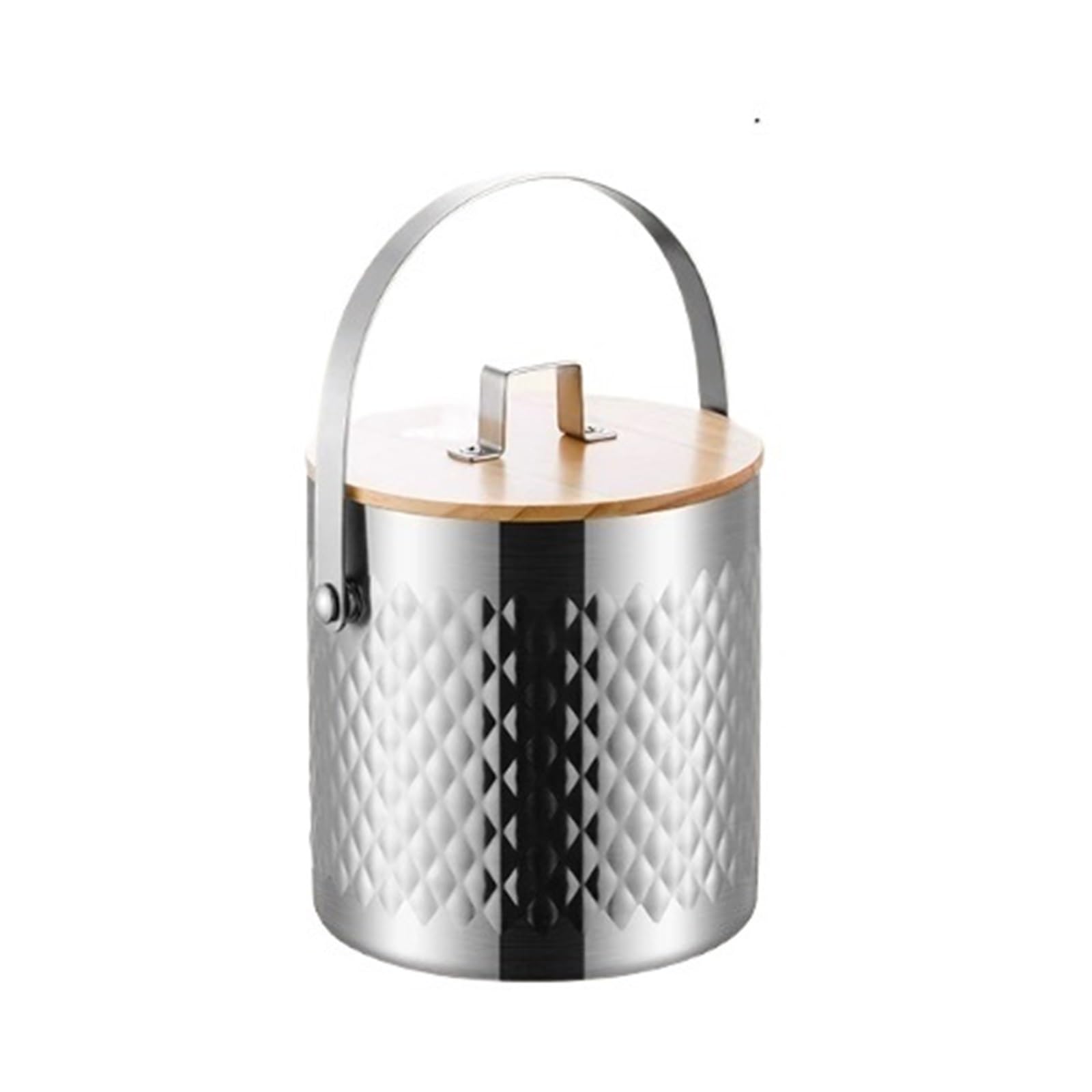 zhangrui1888 Ice Bucket Stainless Steel Double Walled Diamond Shaped Ice Bucket with Lid Ice & Beverage Bucket(Small)