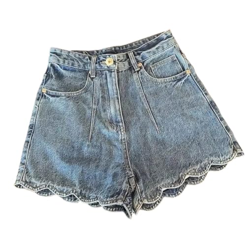 Short en jean à coupe droite unique style de niche avec finitions soignées bleu