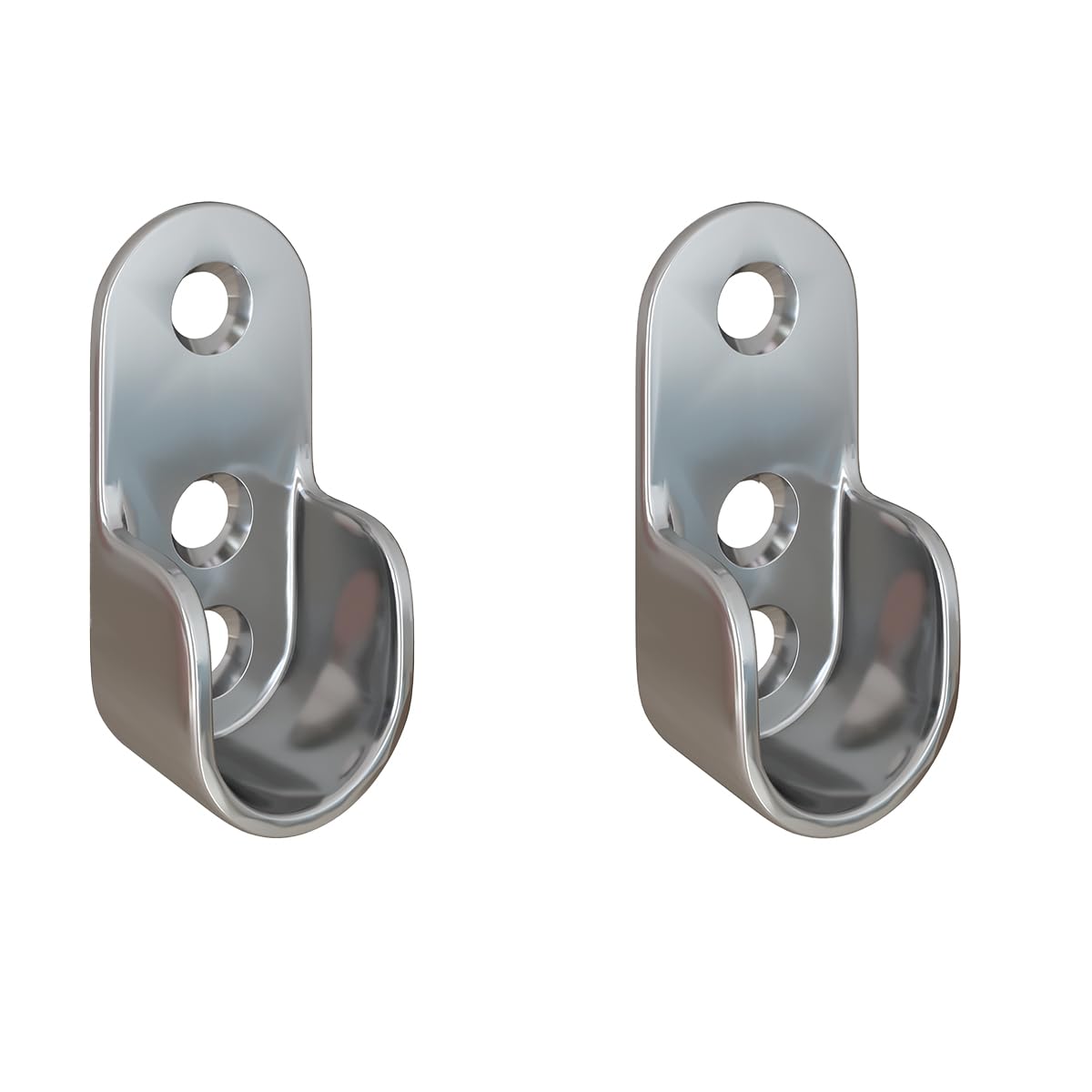 MS Beschläge Verchromter Kleiderstangenhalter 1 Paar ovale Garderobenstangenhalter Schrankstangenhalter Wandhalter
