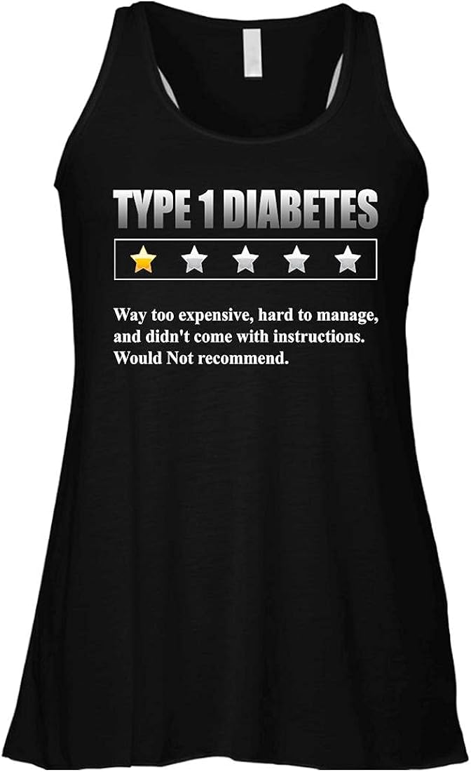 Type 1 Diabetes T1D One Star Rating Funny Awareness Women Flowy