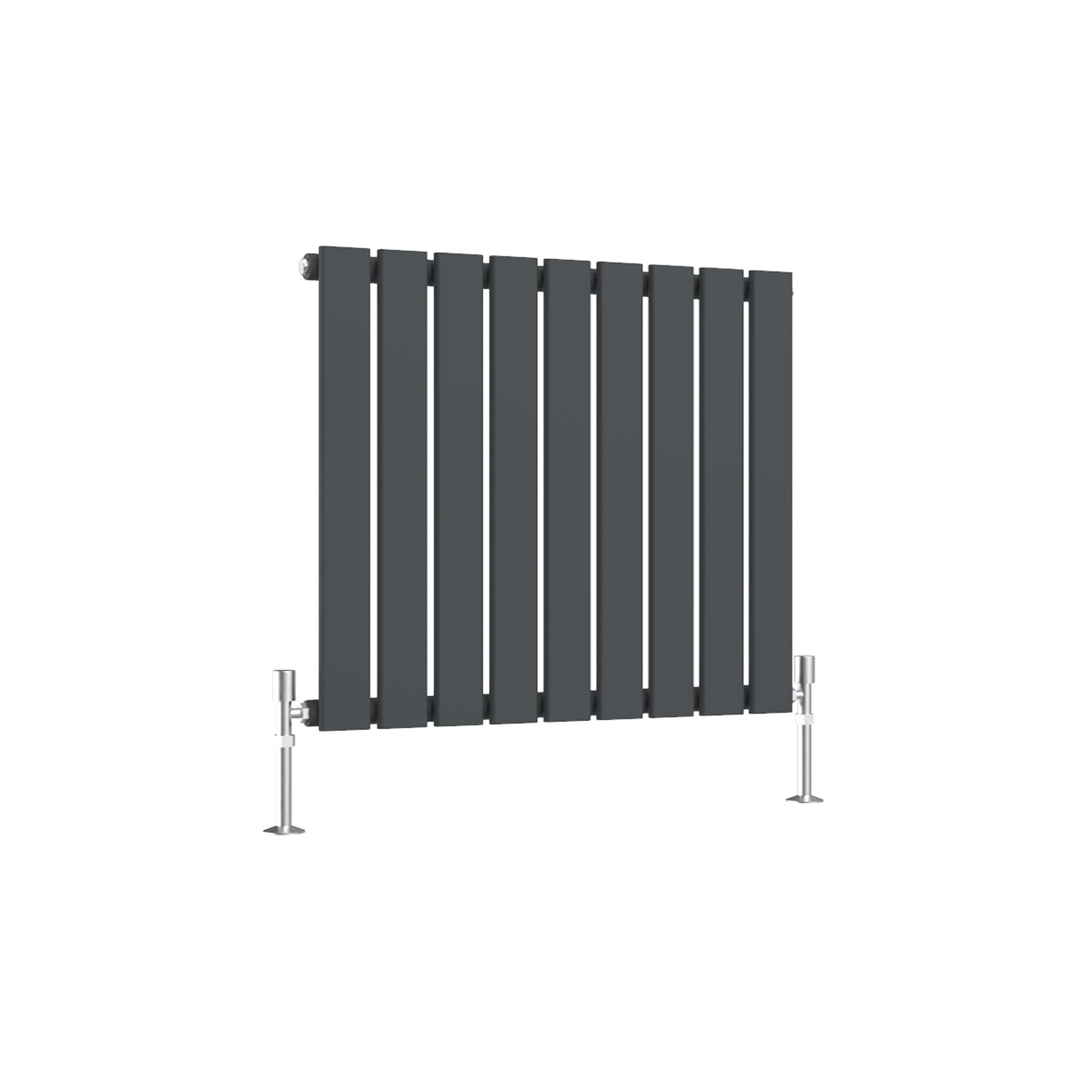 SLINE SANITARY Anthracite Flat Panel Designer Radiator 600x612mm Horizontal Single Column Wall Mounted Central Heating Radiator for Bathroom & Living Room