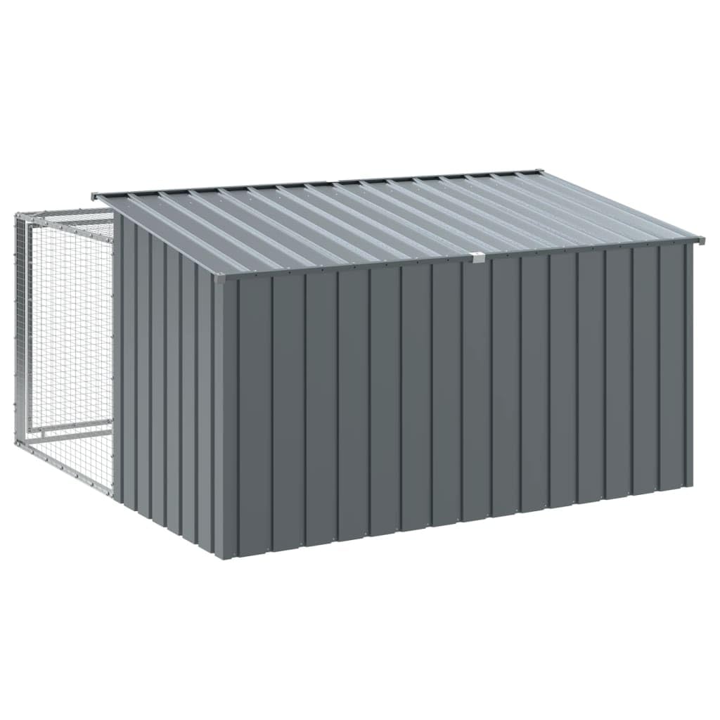 vidaXL Niche pour Chien avec enclos Anthracite 197 x 194 x 110 cm Acier galvanisé