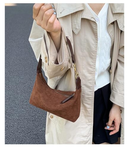 Slouchy Suede Hobo Bags Women Trendy Underarm Shoulder Bag Cute Crescent Crossbody Purses Mini Travel Tote Handbag 20252