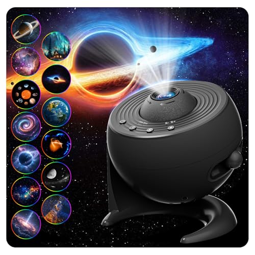 FlyEagle Proyector De Galaxias Y Estrellas Real, Proyector Estrellas 13 En 1, Luz Nocturna con Temporizador, con RotacióN De 360°, Luz Nocturna De Galaxias Adultos NiñOs, Negro