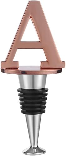 Miicol Tapón para Botella de Vino, Tapón para Prosecco, Tapón de Vino de Oro Rosa, Tapón de Champán Personalizado, Tapón de Vino con Inicial, Regalo
