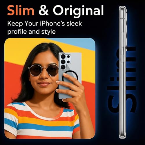 Image of Jkobi Lifetime Anti-Yellow MagSafe Compatible Clear Back Cover Case for Samsung Galaxy S26 Ultra (Sleek Hard Crystal | Shockproof and Camera Protection)