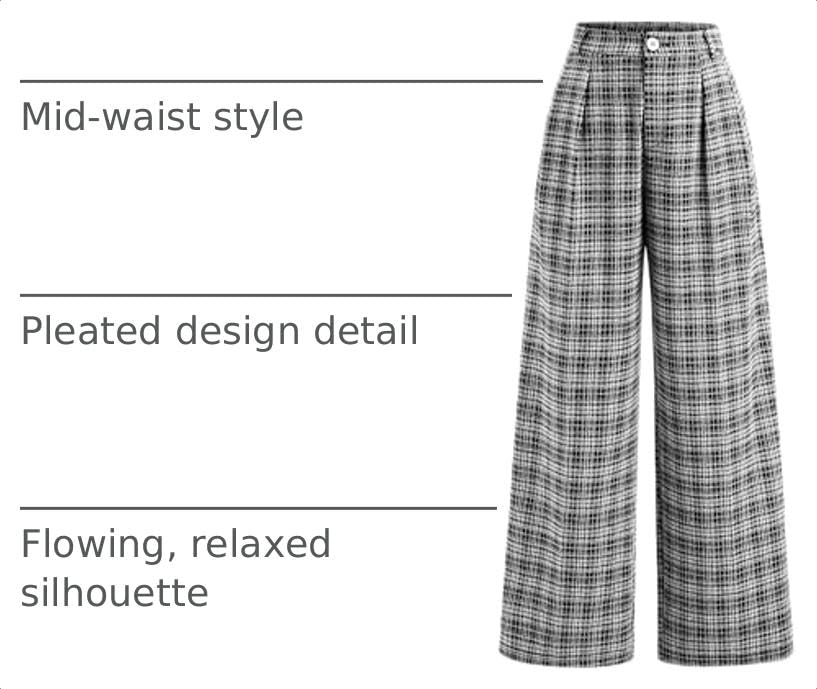 Image of CIDER Plaid Wide Leg Pants for Women Checkered Pants Business Trousers