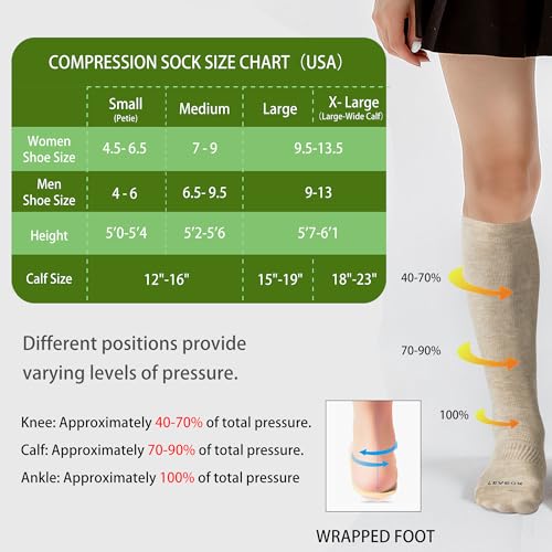 LEVSOX Viscose Made from Bamboo Compression Socks for Pregnant Women 20-30 mmHg Knee High Cute Mens Supports Socks for Travel4