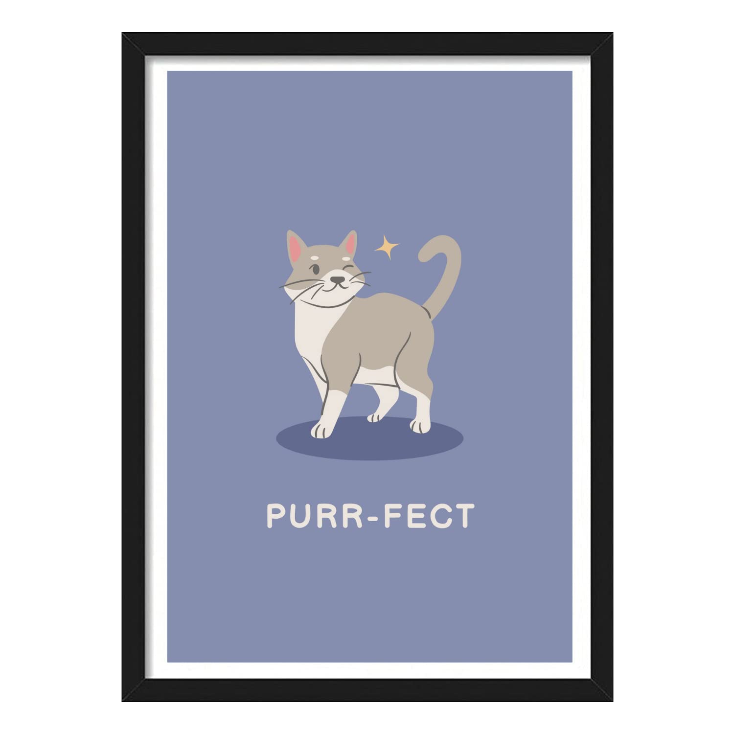 YourCanvas - Cute Cat | Purr-Fect | Motivational Framed Poster | Frames For Office And Living Room - Modern Wall Art - (Black framed 10×13 inches, Cat)