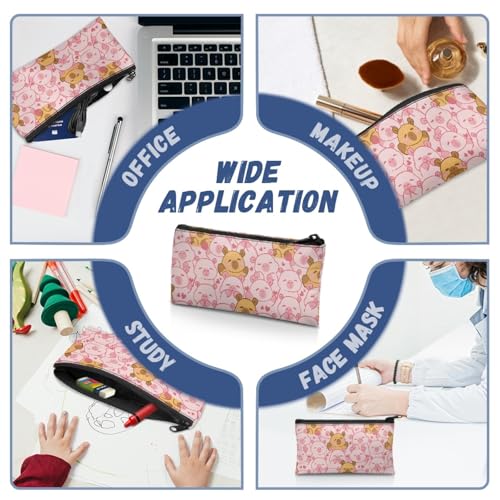 Image of Pink Capybara School Pencil Case Aesthetic Pencil Pouch for Preschool Wear Resistant Pen Organizer for Toddlers Lightweight Pen Holder for Girls