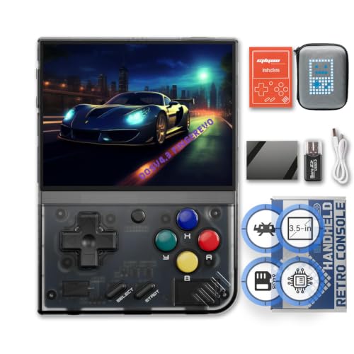 Miyoo Mini Plus Handheld Game Console with Portable Case Transparent Black