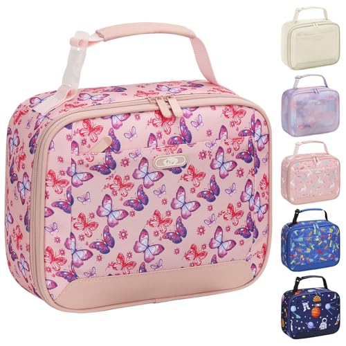 Tenot Lunch Box Kids Insulated Lunch Tote Bag Pink Butterfly