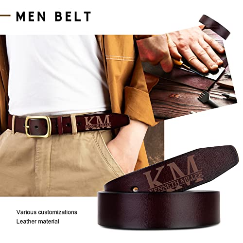 Customized Name Vintage Belt Men's Genuine Leather Belt, Personalized Engrave Logo Buckle Leather Belts for Men4