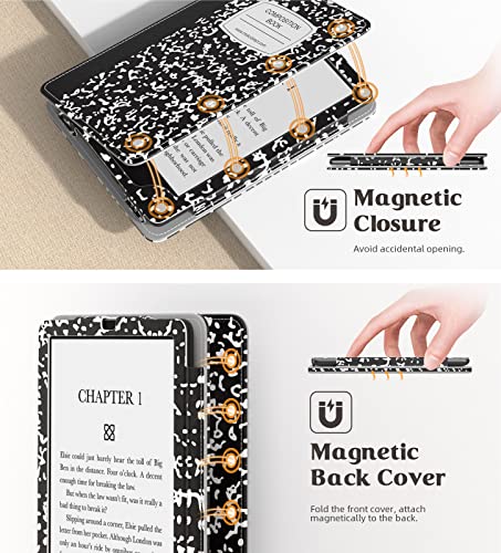 Image of MoKo Case for 7 inch /6.8 inch Kindle Paperwhite(12th /11th Gen-2024 /2021) and Kindle Paperwhite Signature Edition,Slim PU Shell Cover Case with Auto-Wake /Sleep for Kindle Paperwhite 2024, Notebook Black