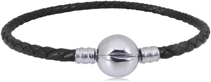 JMQJewelry Leather Stainless Steel Chain Womens Bead Charm for Bracelets Men Girl Jewelry 18.8cm 7.4inches Daughter Mother Grandma Jewelry