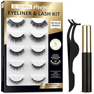 Magnetic Eyelashes, Magnetic lashes, Magnetic Eyelash kit, Magnetic Eyeliner with Magnetic False Lashes Natural Look-No Glue Needed (5 pairs)