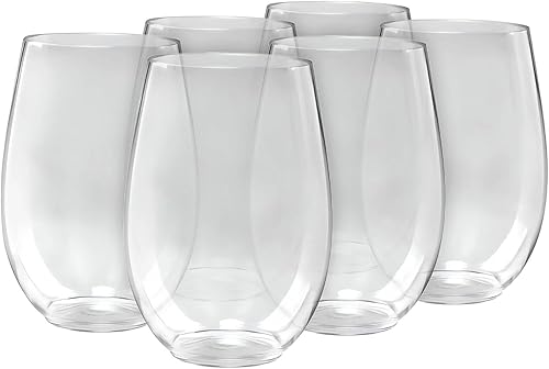 Taza de vino de plástico transparente de alta calidad, 16 onzas (12 paquetes de 6), elegante, duradera y reutilizable, perfecta para fiestas, bodas,