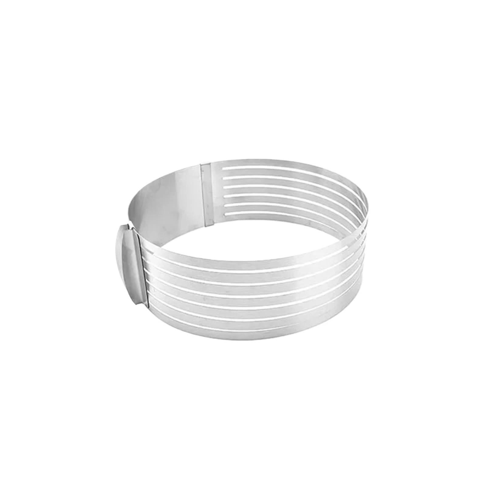 Kuchen zum Backen. Verstellbarer Tortenring aus Edelstahl for Schichtkuchen und Brot, Silber, 6-12 Zoll(Large)