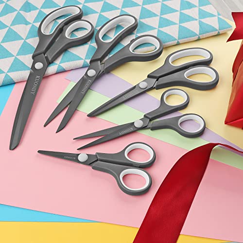 Image of KUONIIY Scissors Set of 5 Soft Comfort-Grip Handles Sharp Titanium Blades