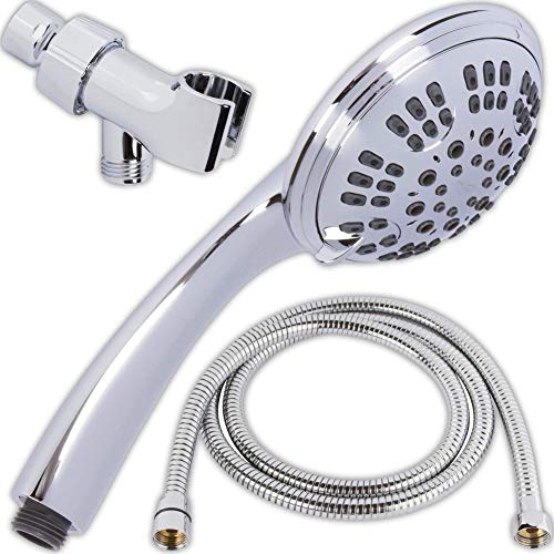 Cabezal de ducha manual 6 funciones con manguera y soporte