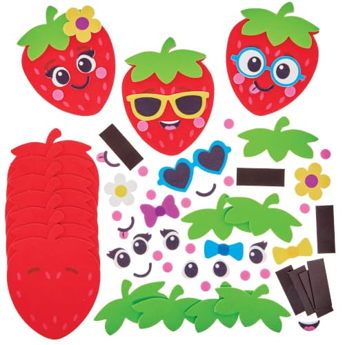 Baker Ross FN175 Erdbeer Mix & Match Magnet Sets - 10er-Pack Bastelsets zum Gestalten Magnet Bastelset für Kinder