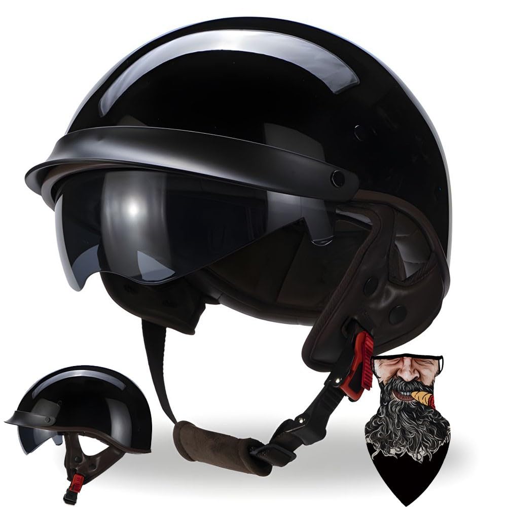 German Style Motorcycle Half Face Helmet ECE 2206 Approved Cap Half Shell Helmet, Half Open Helmet with Adjustable Quick Release Buckle Cap Half Shell Helmet for Bicycle Cruiser : Automotive