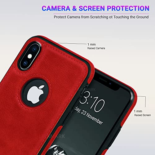 Image of LIRAMARK PU Leather Flexible Back Cover Case Designed for Apple iPhone Xs Max (Red)