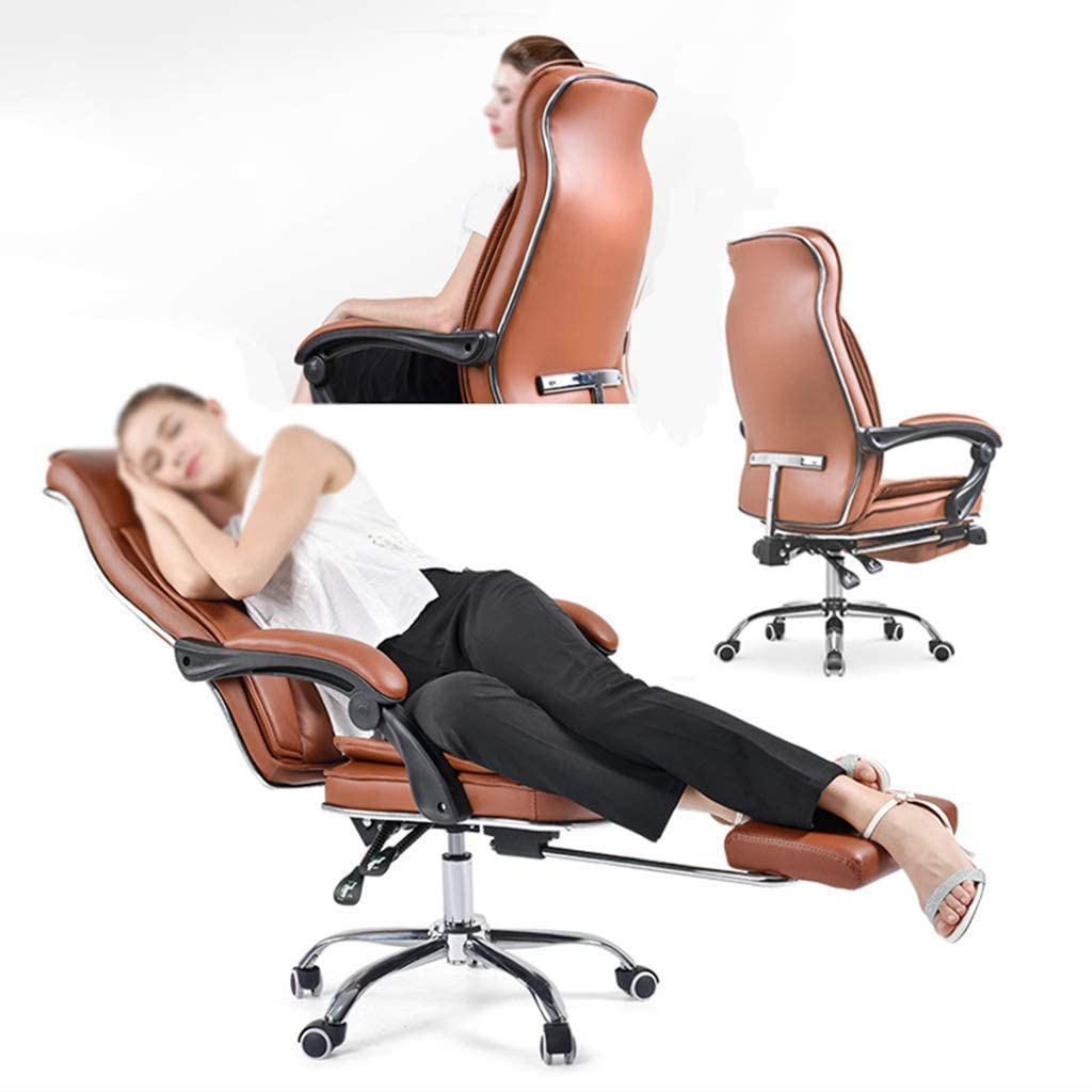 -Krzesła biurowe, krzesło biurowe z podnóżkiem komfortowe obrotowe krzesło do pracy na komputerze, ergonomiczna rozkładana konstrukcja, regulowana wysokość The New