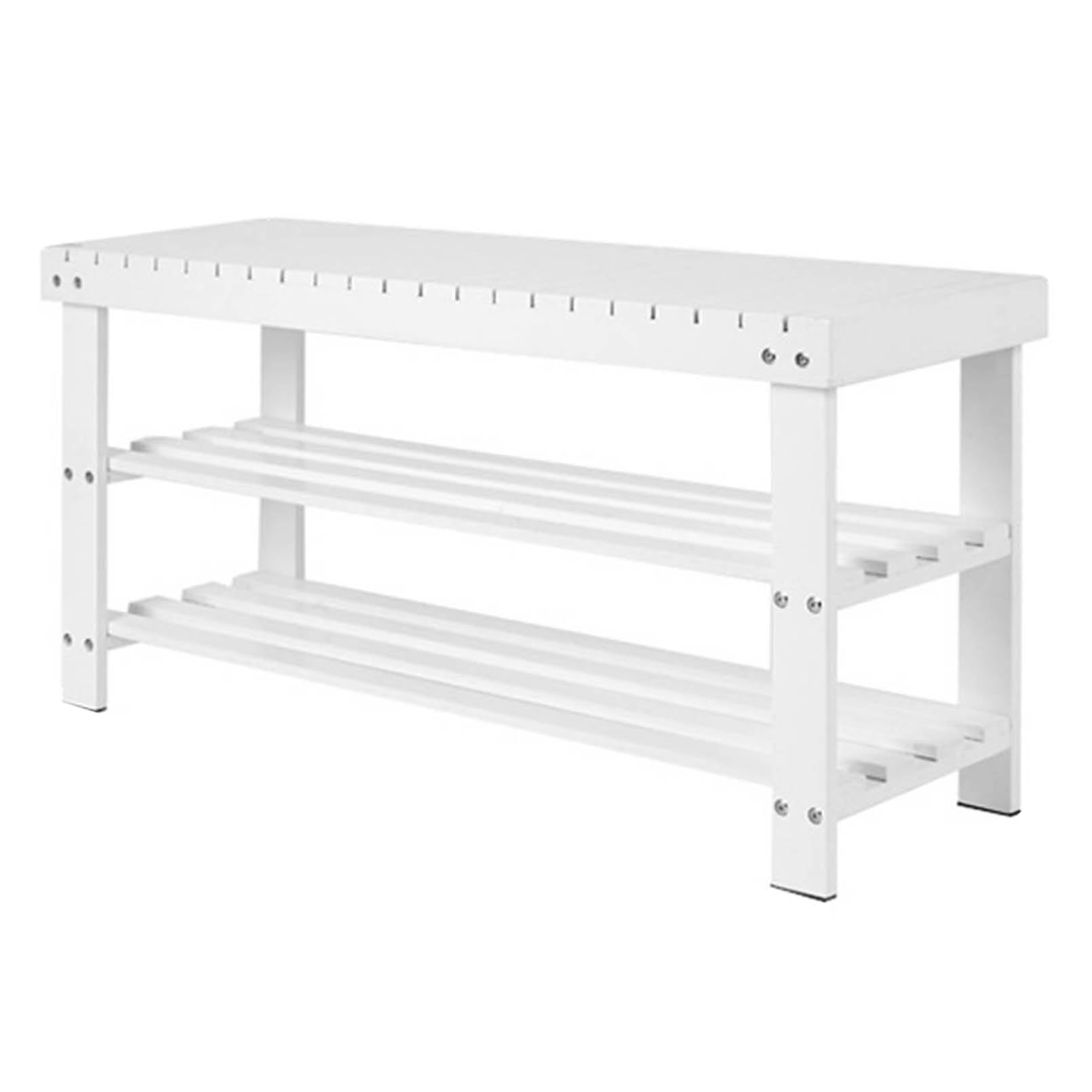 Banc d'entrée blanc avec rangement pour sublimer le couloir et chausser toute la famille