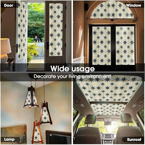Vinilo decorativo azul/beige para ventana 15.7x118 in miniatura 5